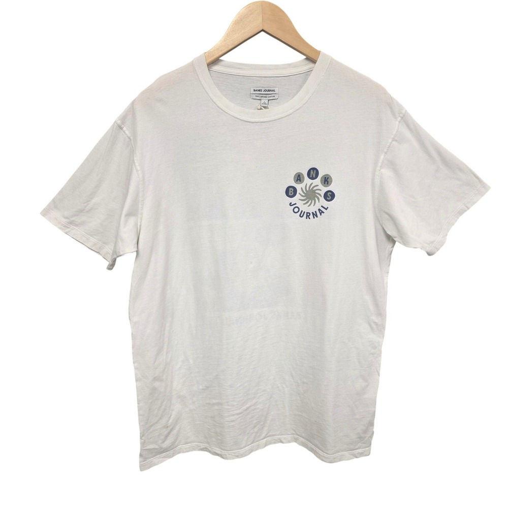 Banks Journal Graphic T-Shirt Mens L White Sun Flower Organic Cotton Surf Skate